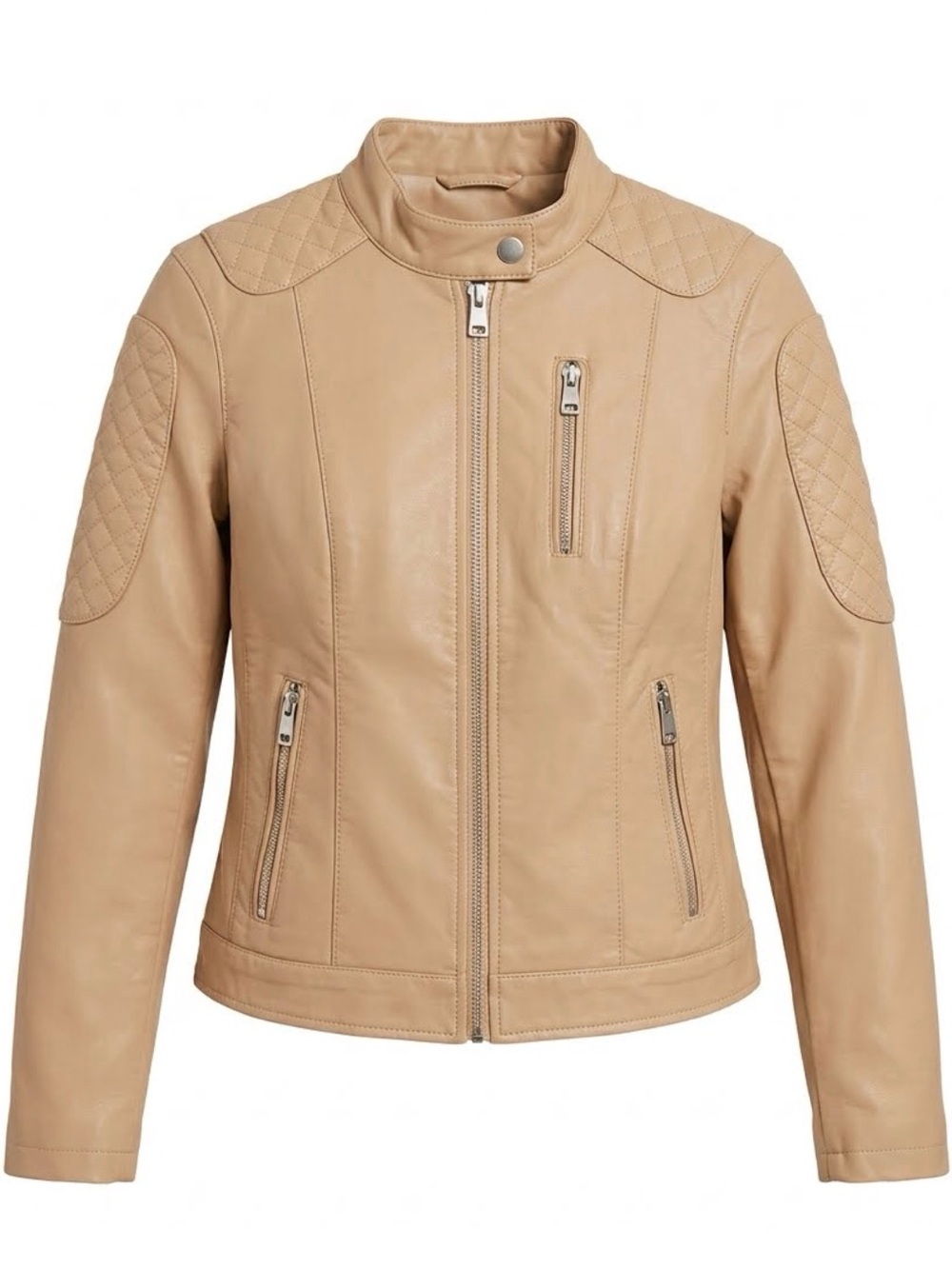 Levi’s Women's Quilted Sleeve Faux Leather Jacket Beige - Size XS